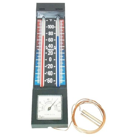 TAYLOR Thermometer with Hygrometer, 40 to 100 deg F 5329